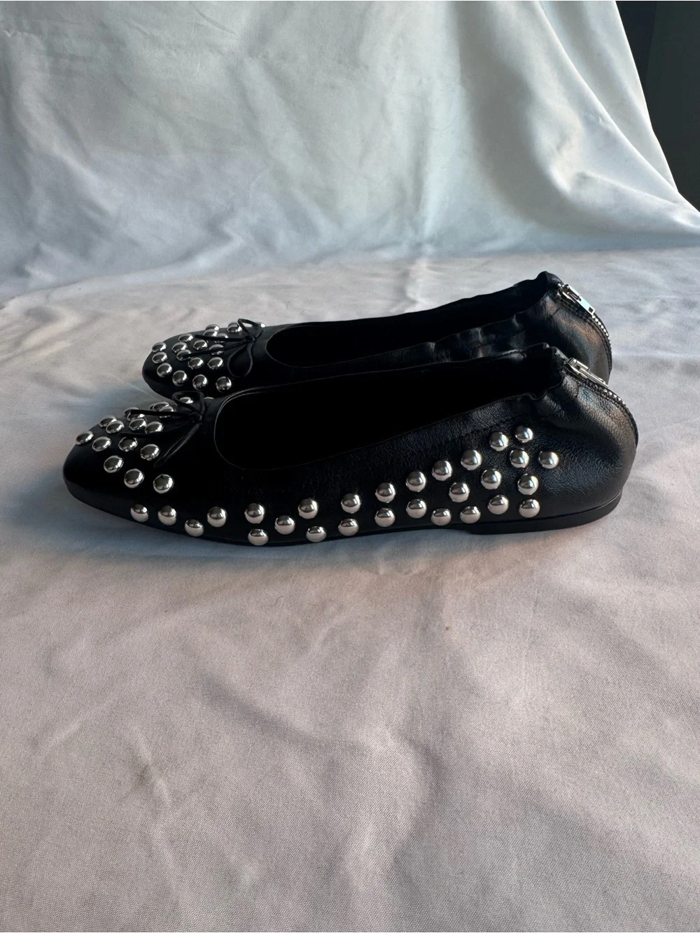 Golden Goose Deluxe Brand Leather Black Silver Studs Ballet Amy Flat EU 37/US 7